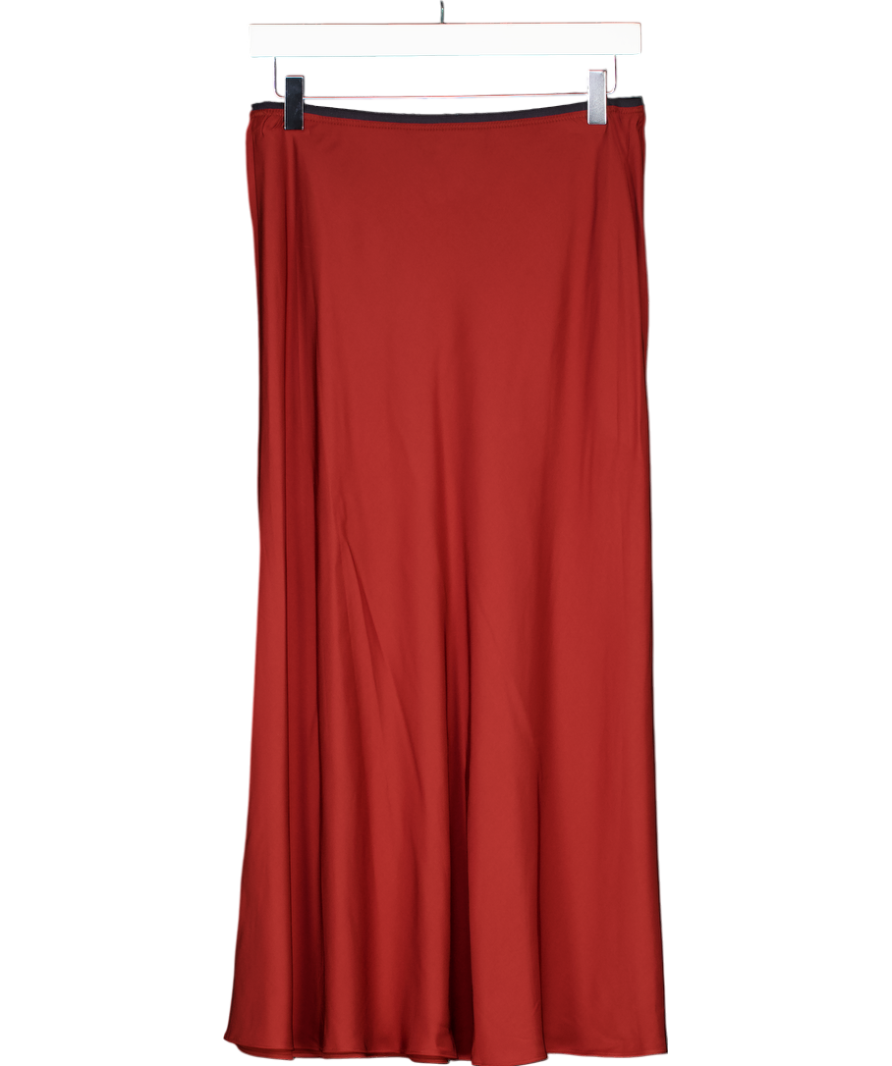 Diane von Furstenberg Brown Malik Satin Midi Slip Skirt UK M