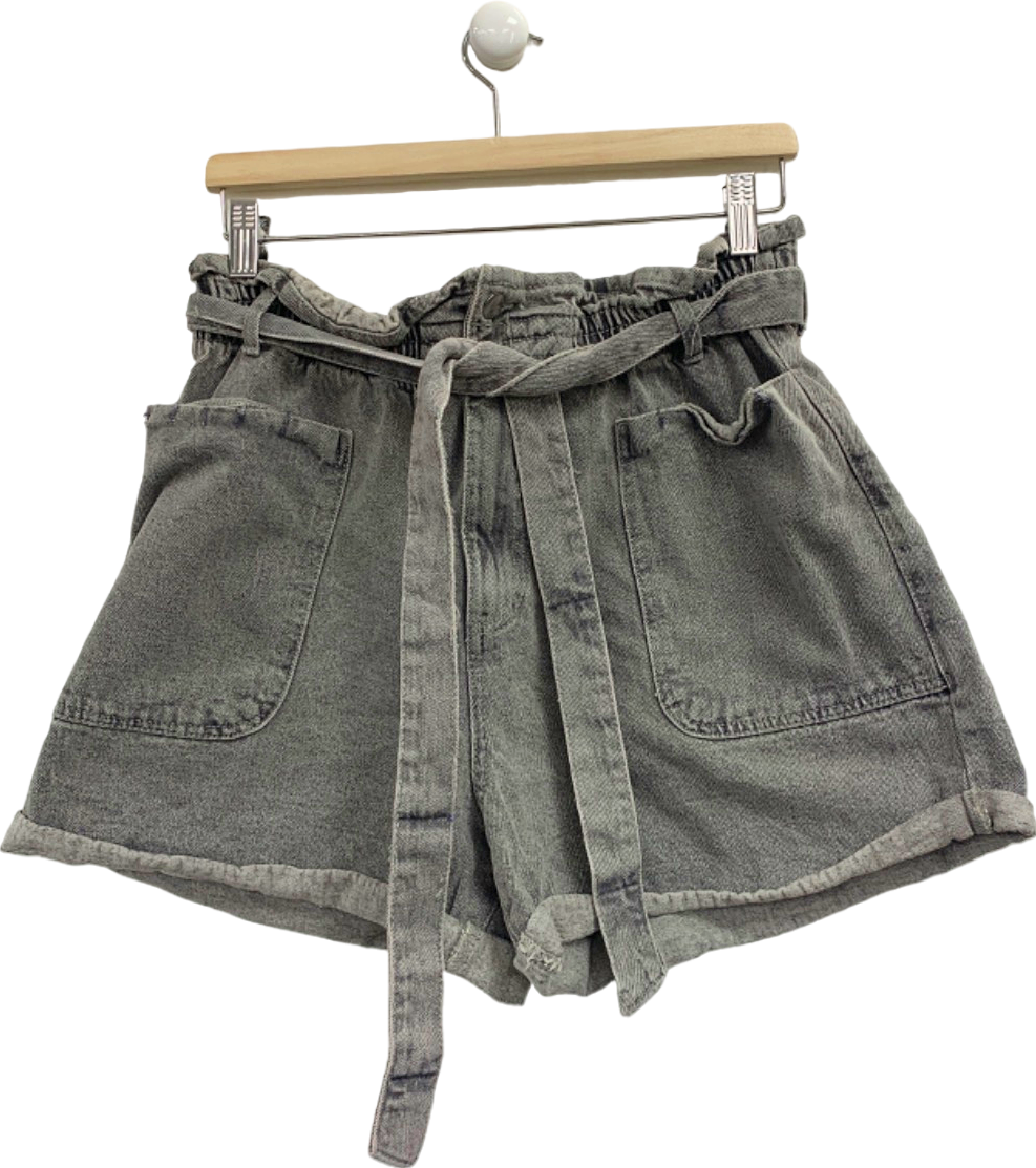 Pep & Co Grey High-Waisted Belted Shorts UK 16