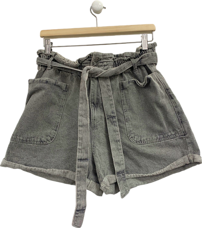 Pep & Co Grey High-Waisted Belted Shorts UK 16