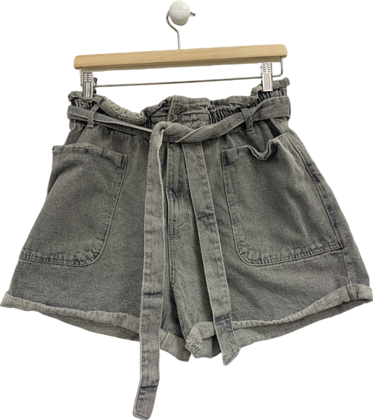 Pep & Co Grey High-Waisted Belted Shorts UK 16