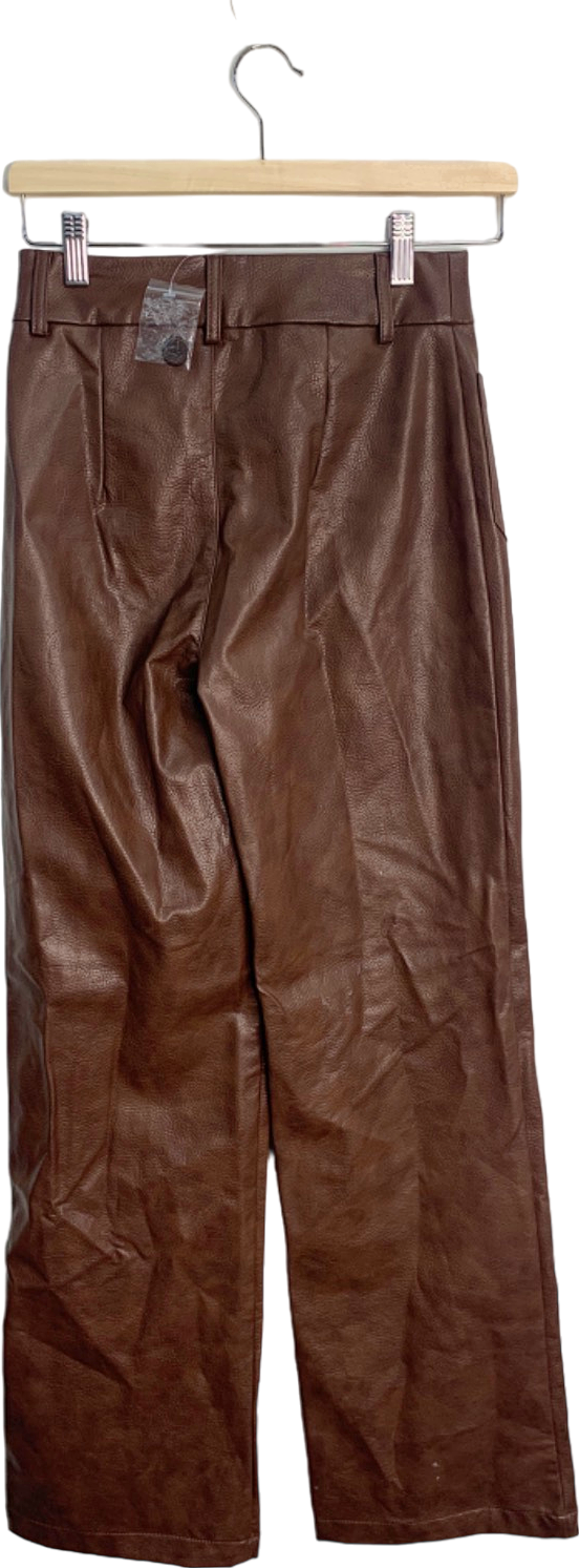 Fashion Nova Brown Azalea Washed Faux Leather Trouser XS