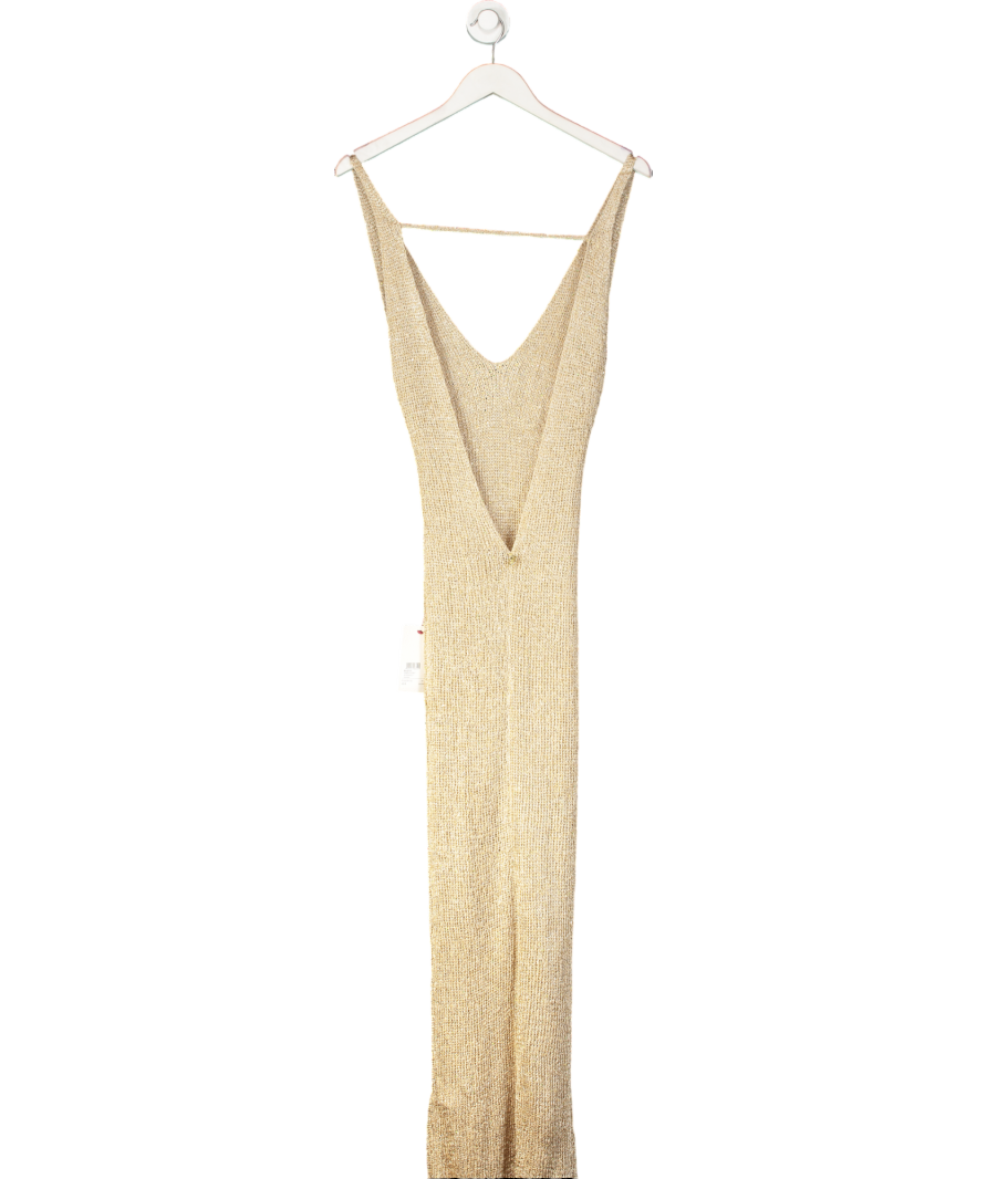Bananhot Beige Sunny Sequin Knit Maxi Dress UK XS/S