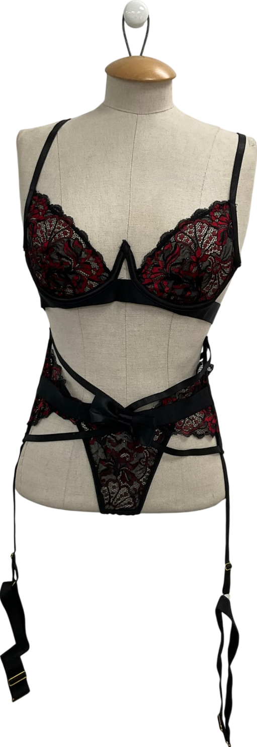 Fashion Nova Black Lovers Magic Touch Three Piece Set UK S/M