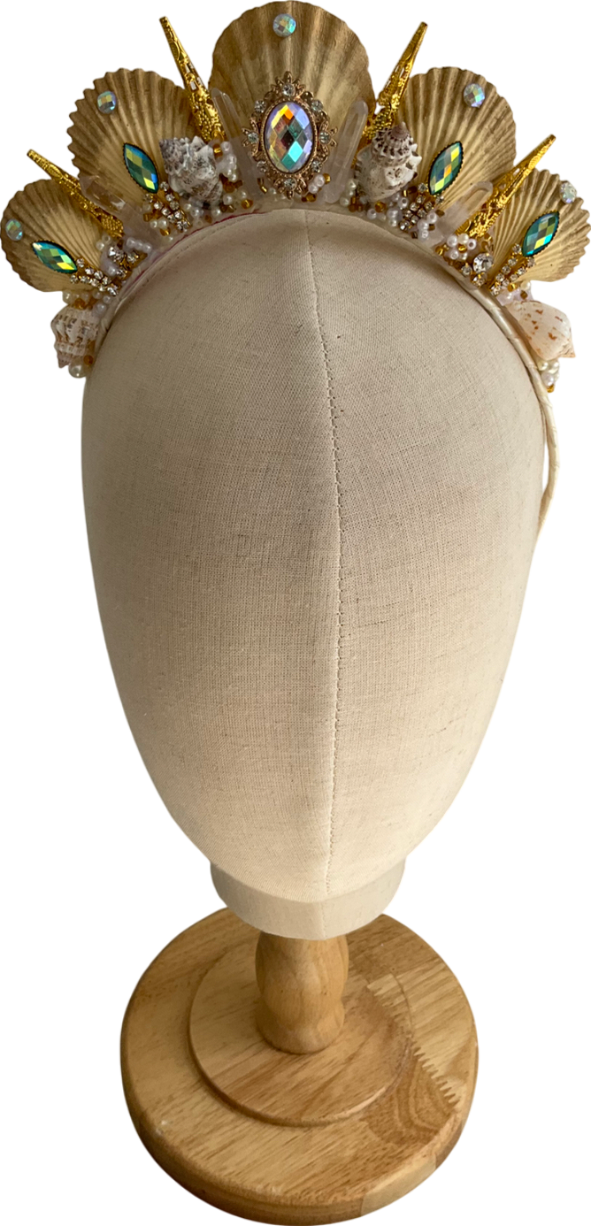 Choochie Choo Beige Embellished Shell Headband One Size