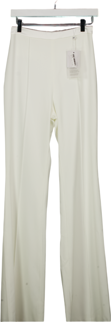 NADINE MERABI Charlotte White Satin Crepe  Trousers UK 8