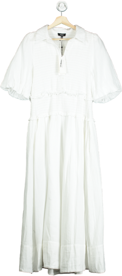 ME+EM Soft White Cheesecloth Shirred Maxi Shirt Dress UK 12