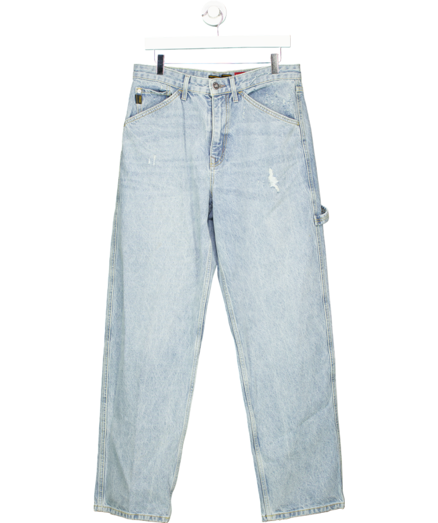 Superdry Blue Raw Hem Wide Leg Jeans W32