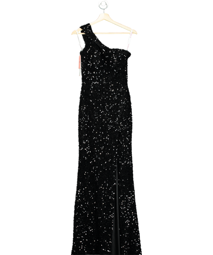 JJ's House Black One Shoulder Floor-length Sequin Prom Dresses With Sequins UK 8