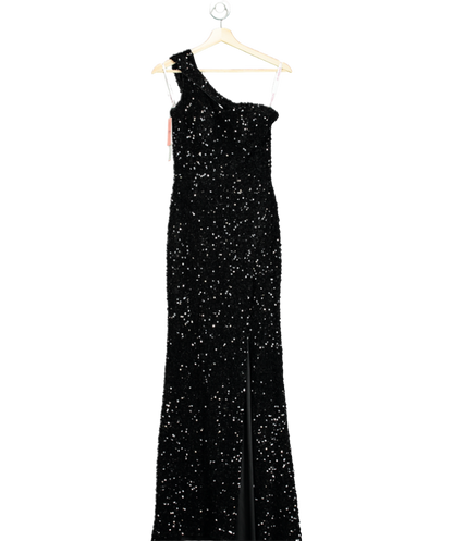 JJ's House Black One Shoulder Floor-length Sequin Prom Dresses With Sequins UK 8