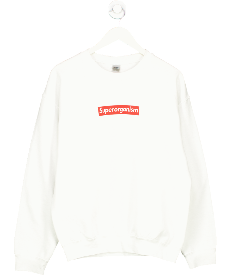 Gildan White Sweatshirt With Superorganism Graphic UK M