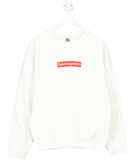 Gildan White Sweatshirt With Superorganism Graphic UK M