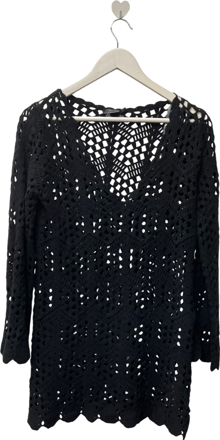 Accessorize Crochet Kaftan Black UK S