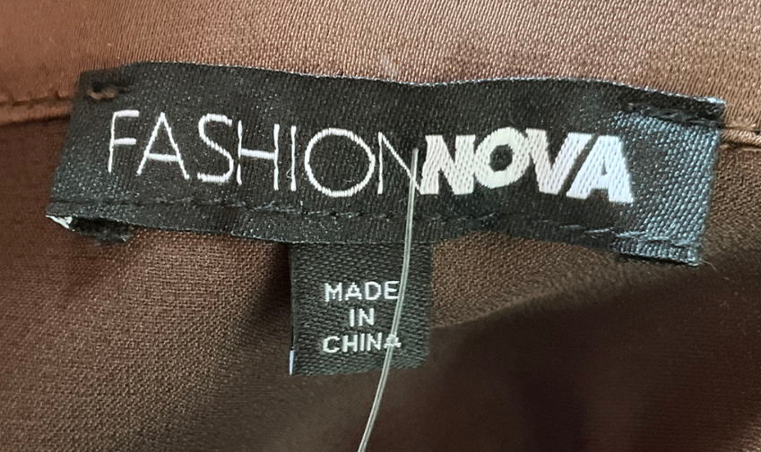 Fashion Nova Brown Satin Pyjamas Set UK S