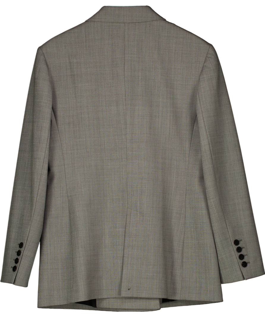 Massimo Dutti Grey Double-breasted Melange Wool Blend Blazer UK 10