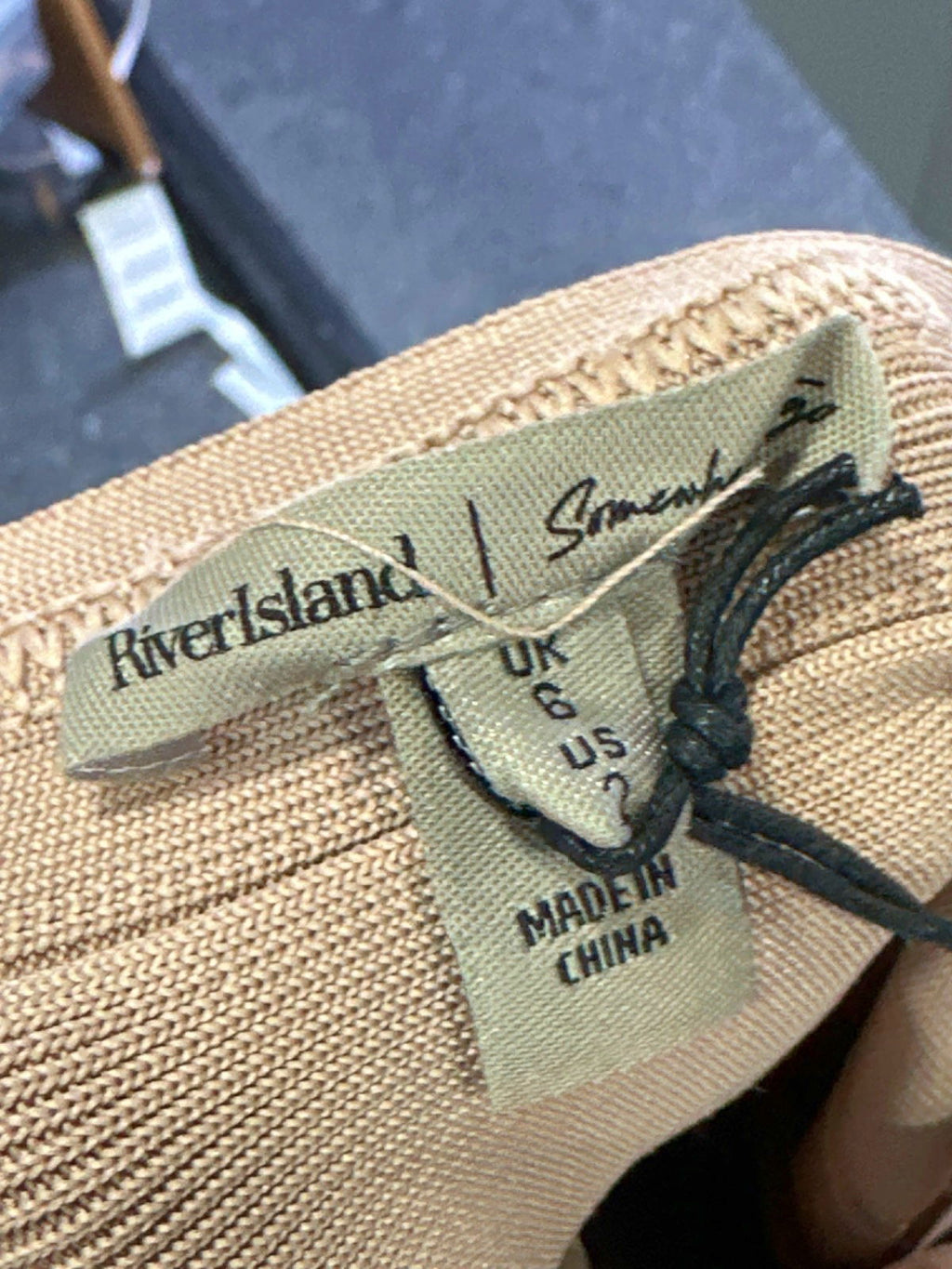 River Island Beige Fringe Halterneck Dress UK 6