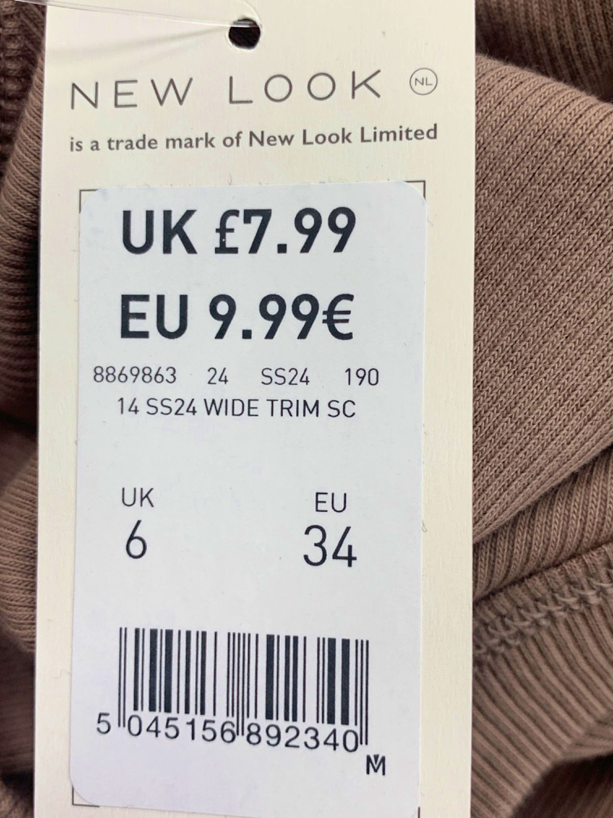 New Look Brown Wide Trim Top UK 6