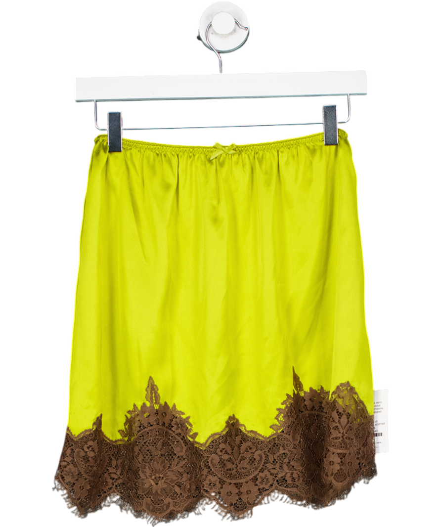 Topshop Green Satin Lace Petticoat Lace Mini Skirt UK 6