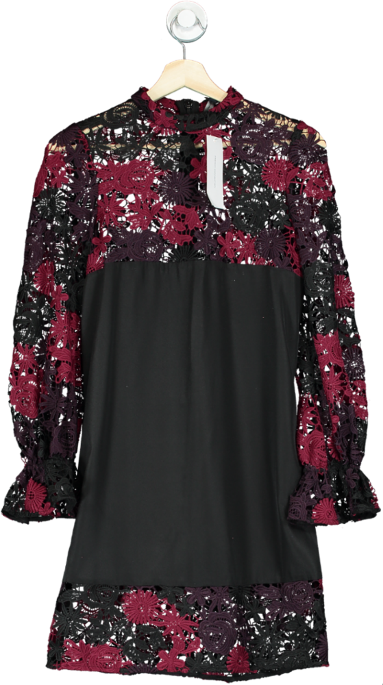 French Connection Black/Red Lace Mini Dress UK 6