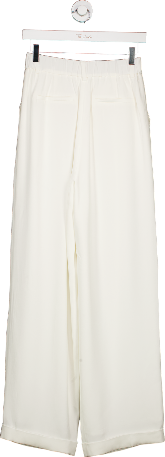 LILYSILK White Silk Wide Leg Trousers UK M
