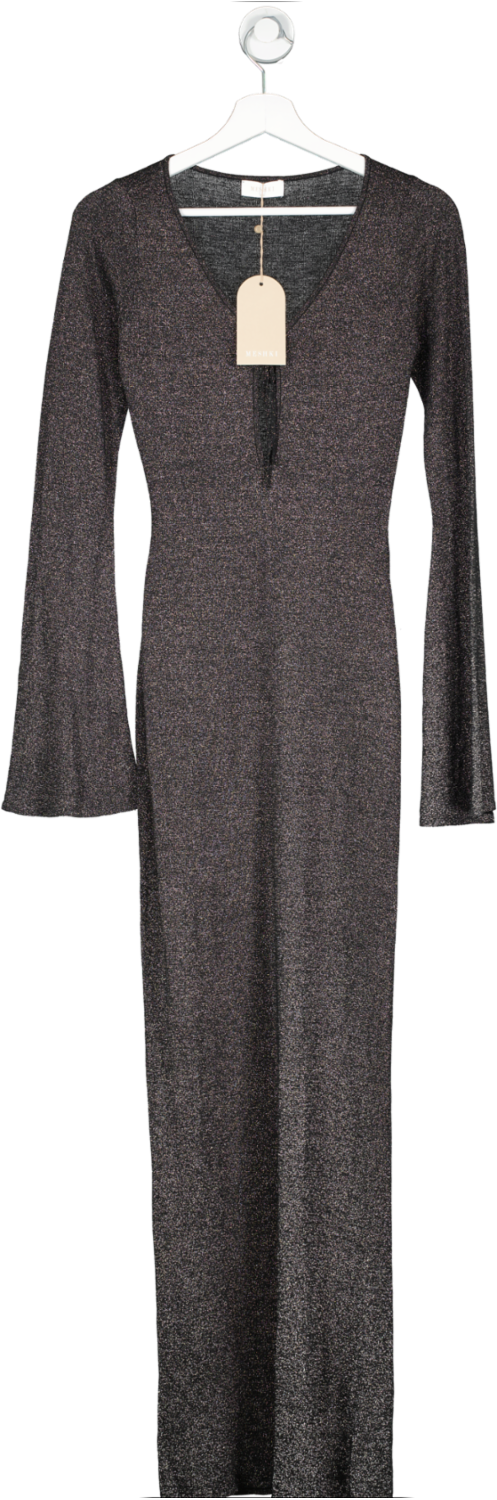 Meshki Black Kamila Long Sleeve Midi Dress UK XS