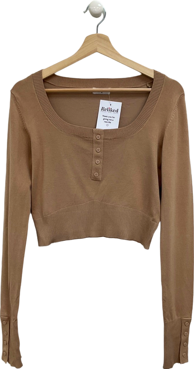 Lounge Beige Cropped Long Sleeve Top UK M