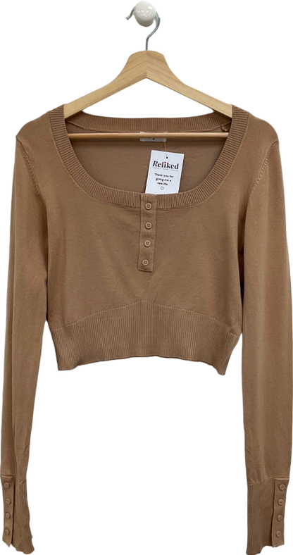 Lounge Beige Cropped Long Sleeve Top UK M