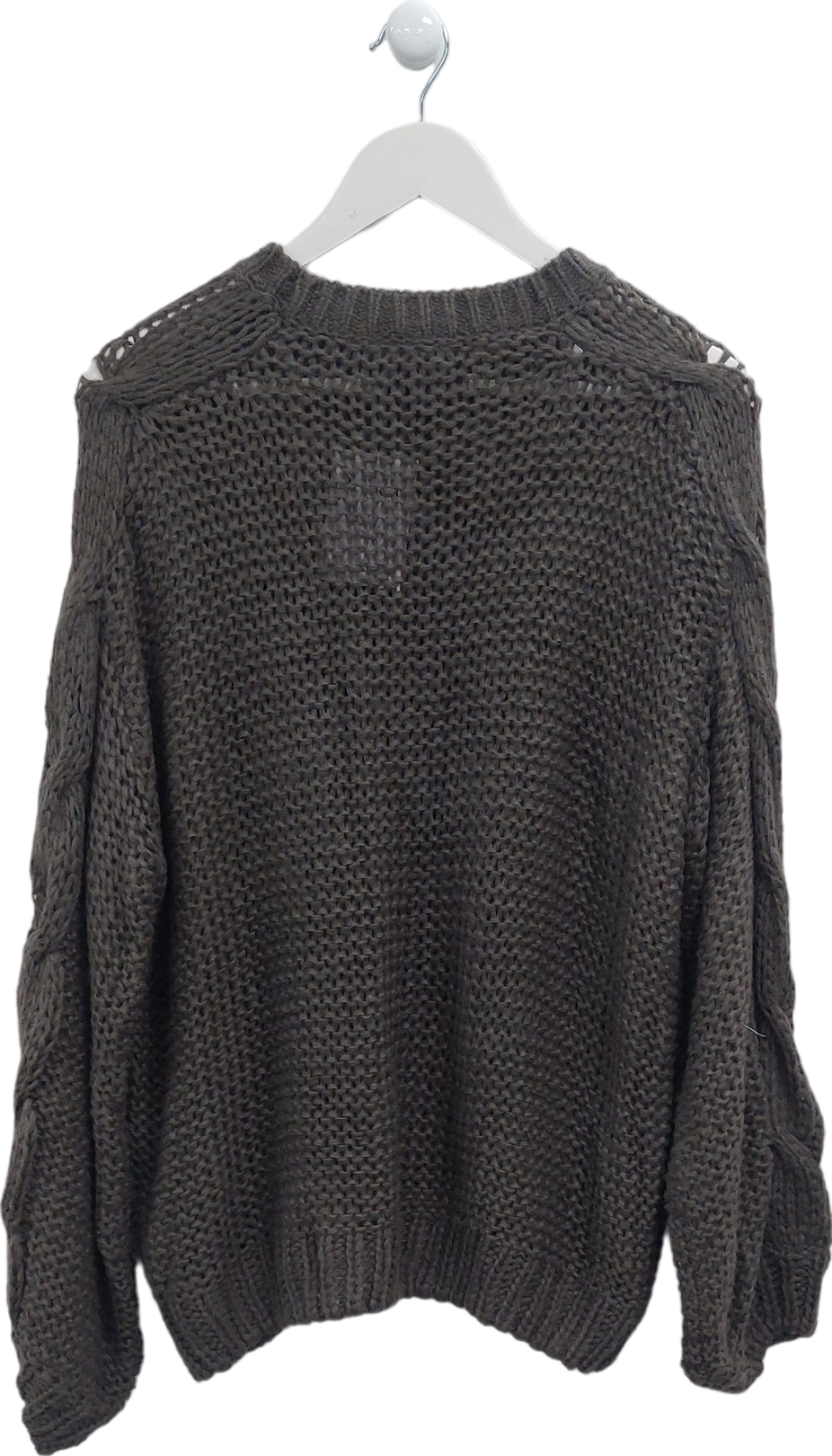 The Couture Club Grey Emblem Plaited Oversize Knit Jumper UK M