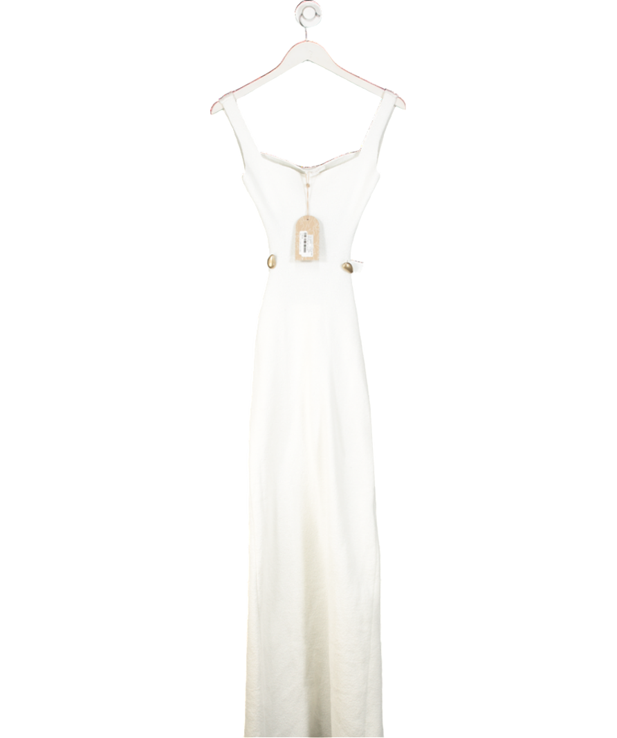 Meshki White Alysanne Cut Out Knit Maxi Dress UK XS