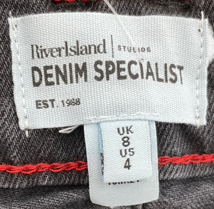 River Island Black High Waisted Pocket Wide Leg Jeans UK 8