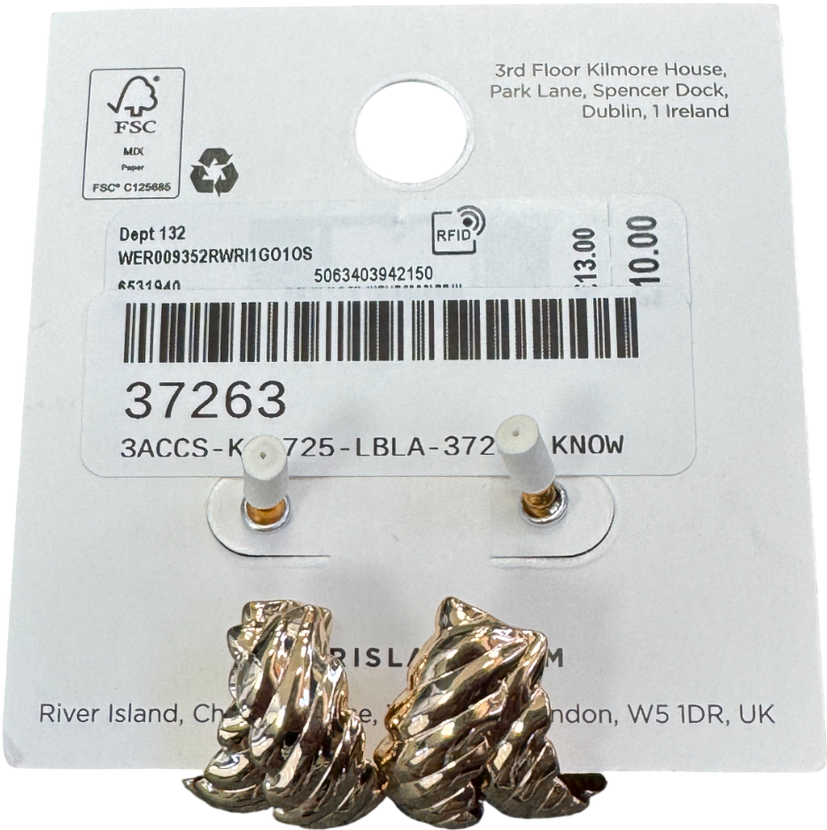 River Island Yellow Gold Twisted Hoop Earrings