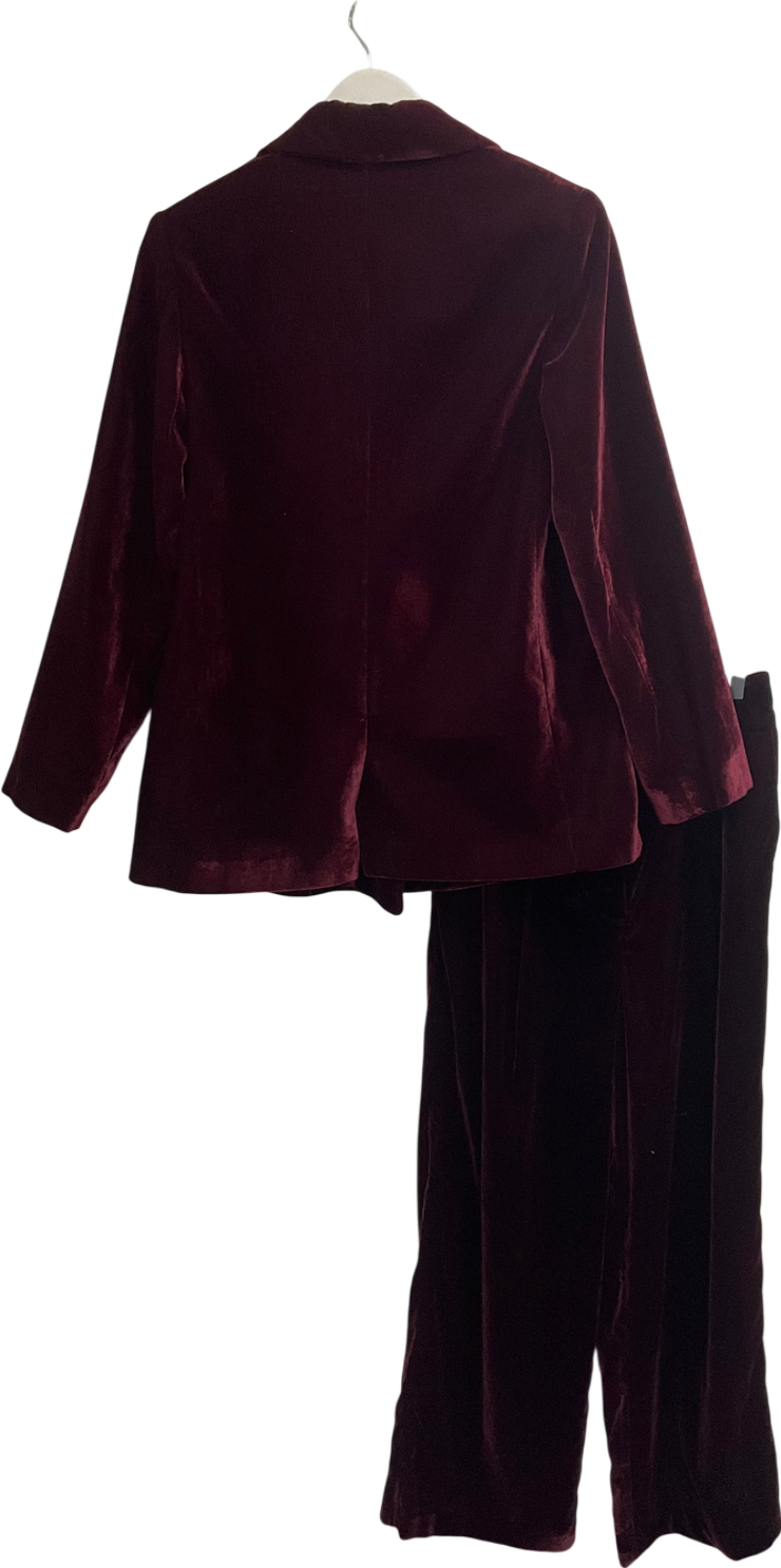 River Island Red Velvet Blazer (uk 12) And Wide Leg Trousers UK 10