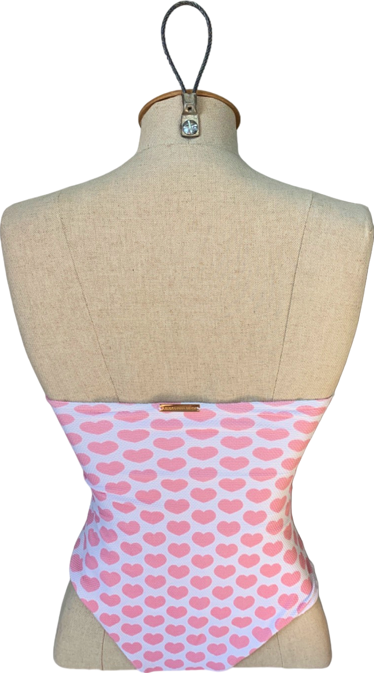 Alexandra Miro Pink Heart Print Swimsuit UK XS