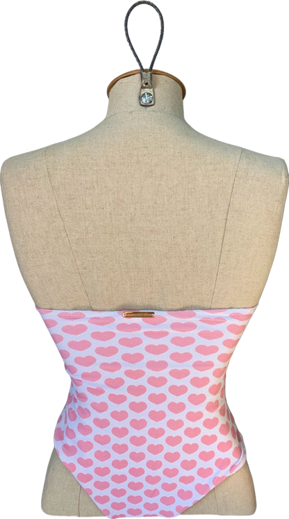 Alexandra Miro Pink Heart Print Swimsuit UK XS