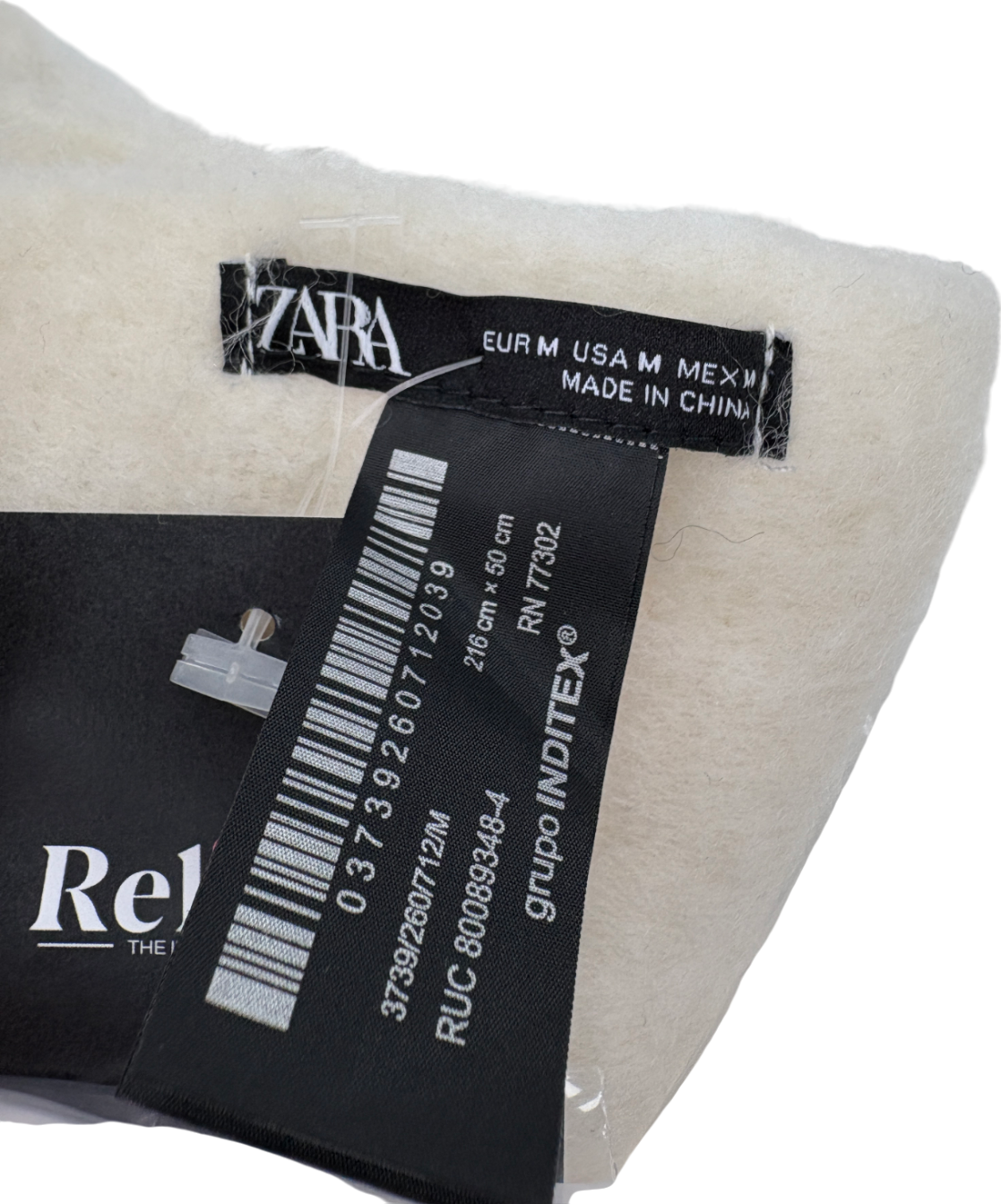 ZARA Cream Wide Fringed Scarf UK M