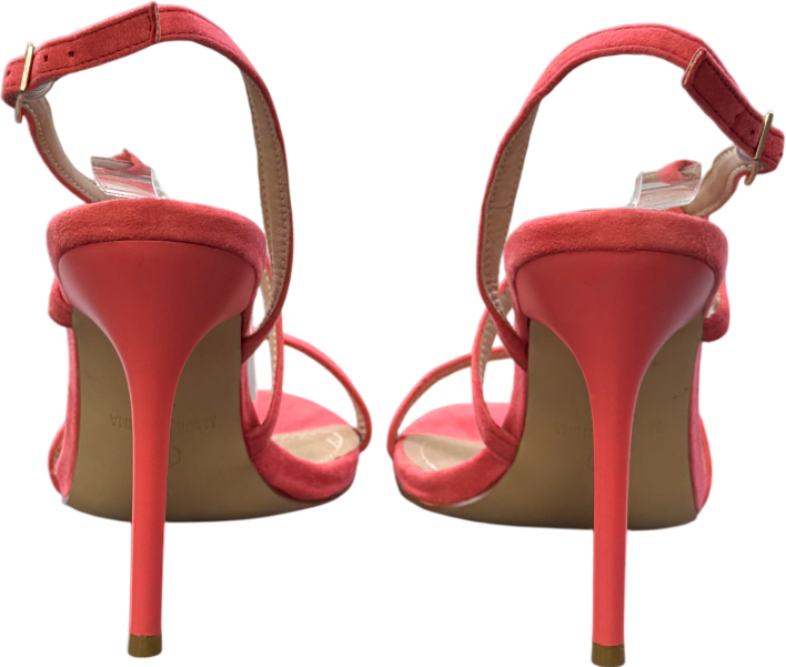 ADJVANI Coral Pink Strappy Heeled Sandals UK 6 EU 39 👠