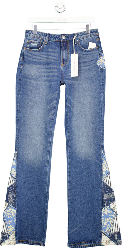 Driftwood Blue Patchwork Flare Jeans UK W28 L34