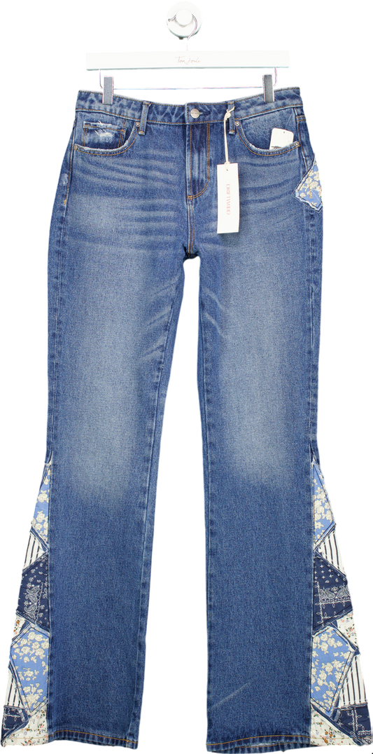 Driftwood Blue Patchwork Flare Jeans UK W28 L34