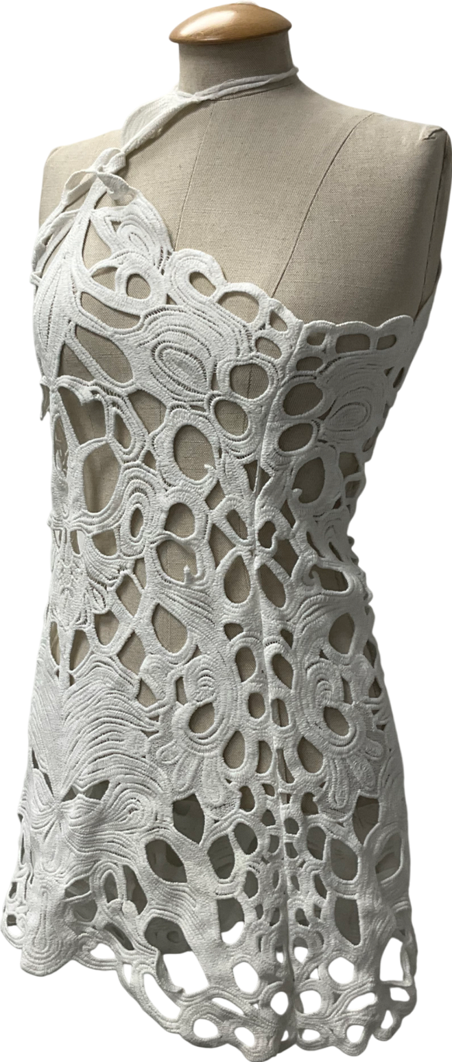 Ezili Dover White Crochet Mini Dress UK S