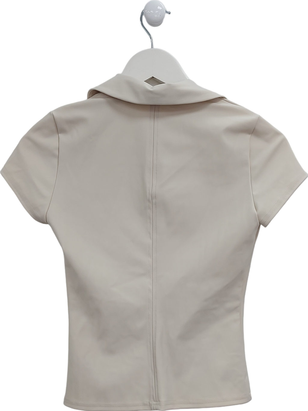 ZARA Beige Full Zip Short Sleeve Top UK S