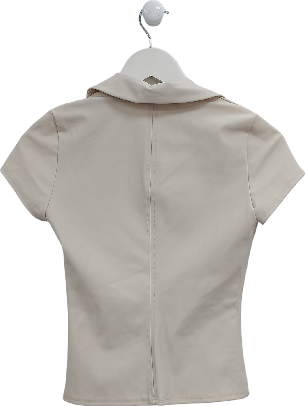 ZARA Beige Full Zip Short Sleeve Top UK S