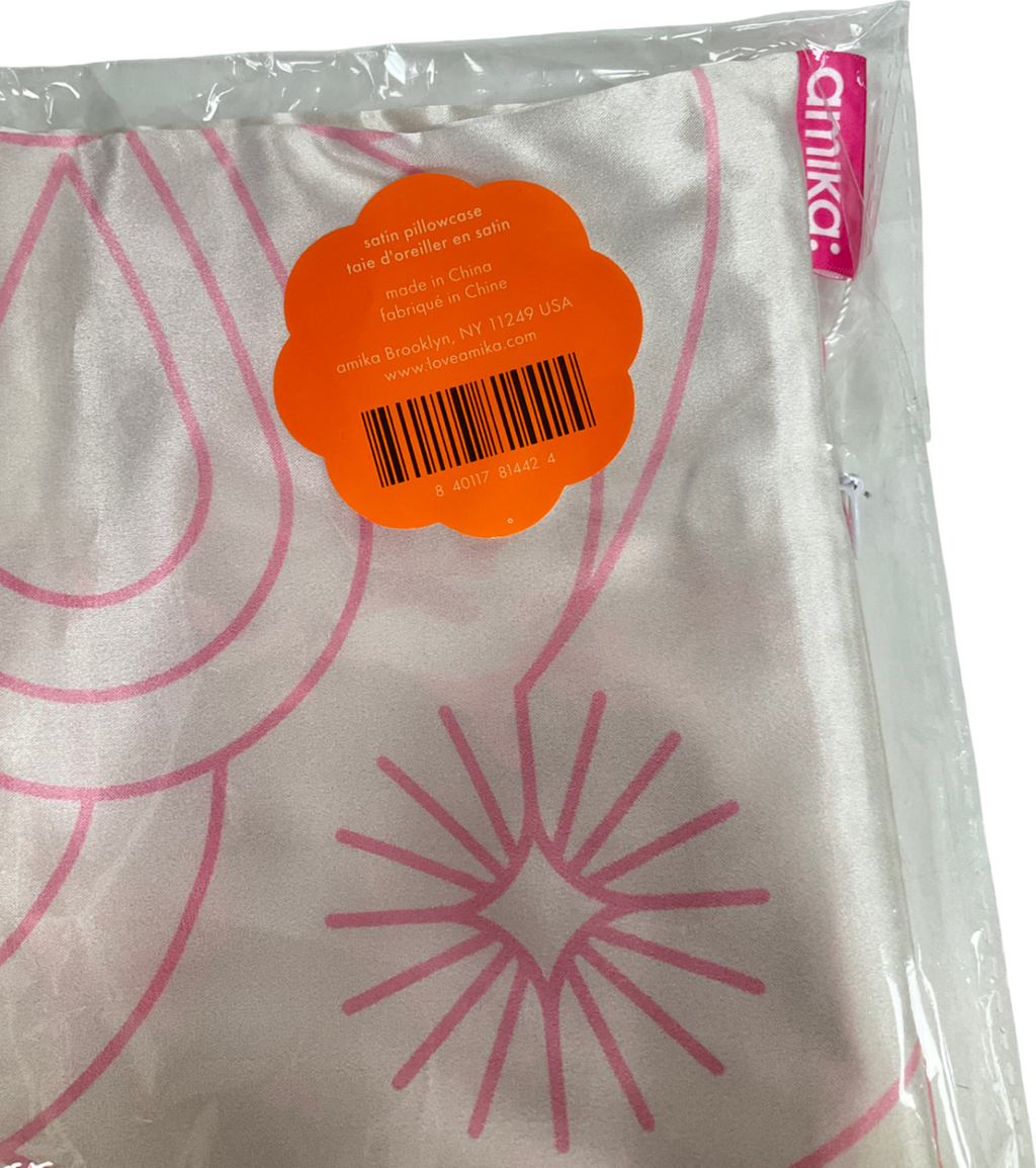 amika White And Pink Abstract Pillow Case