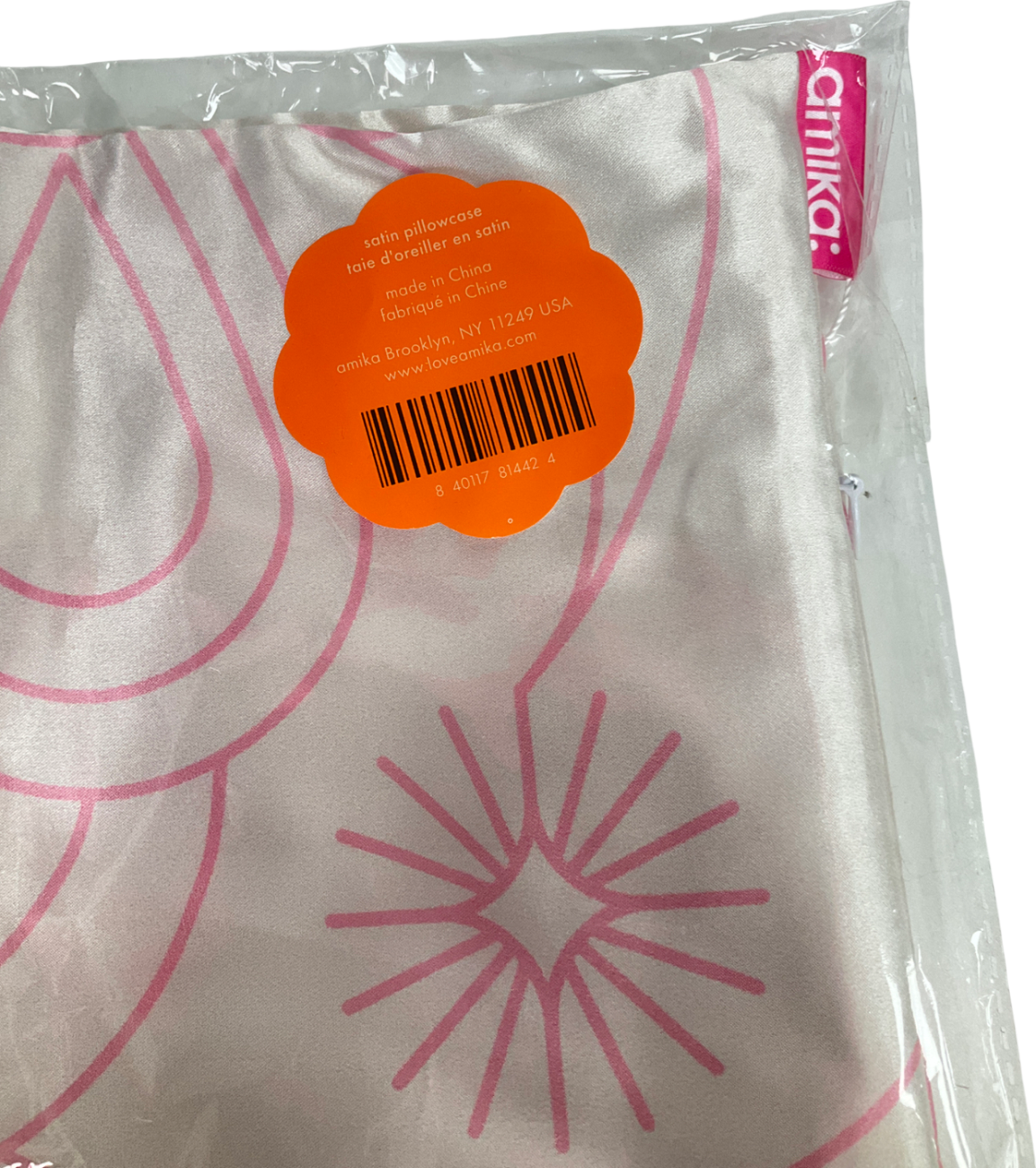 amika White And Pink Abstract Pillow Case