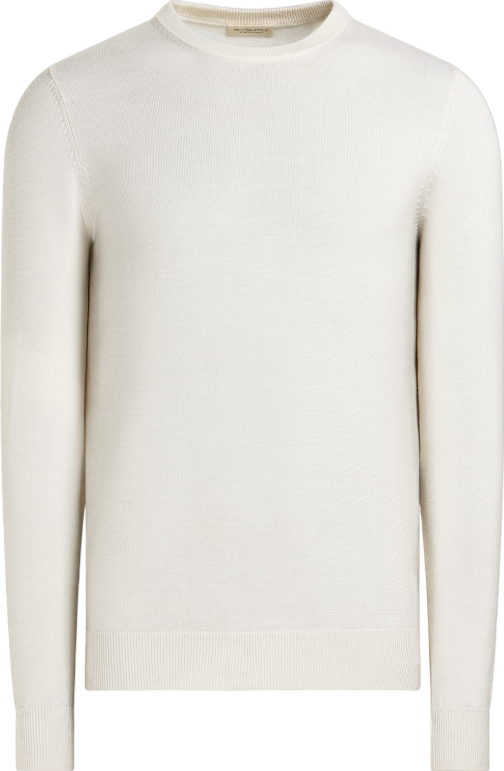 SuitSupply Cream Off-white Merino Crewneck Pure Wool UK L