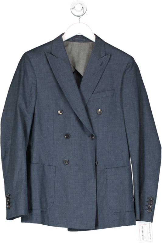 REISS Blue Alfredo Slim Fit Double Breasted Blazer UK 38" CHEST