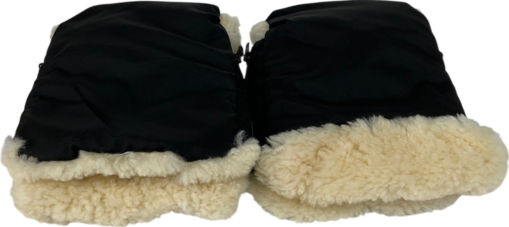 john lewis Natural Lambskin Lined Pushchair Mitts, Black One Size