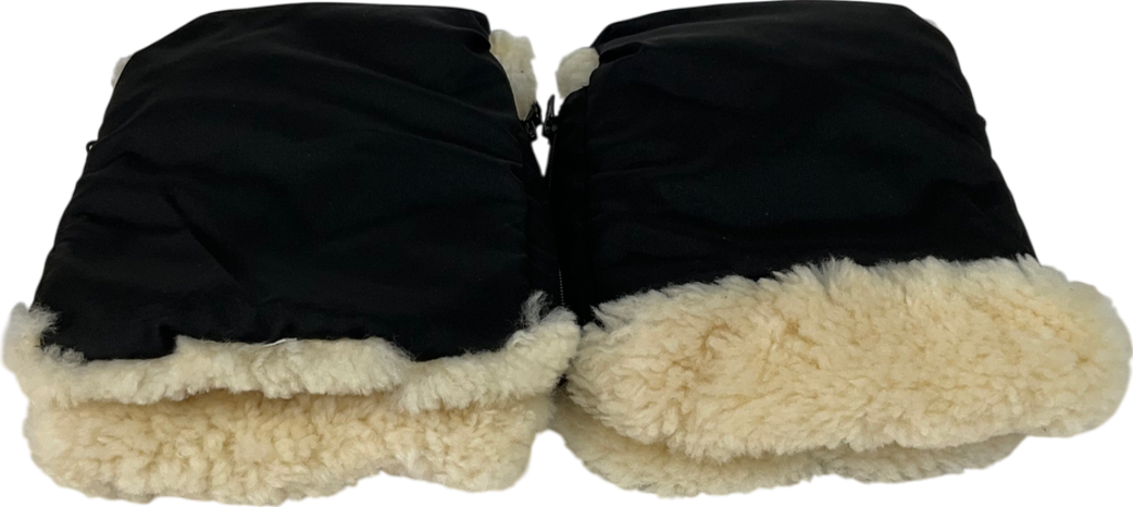 john lewis Natural Lambskin Lined Pushchair Mitts, Black One Size
