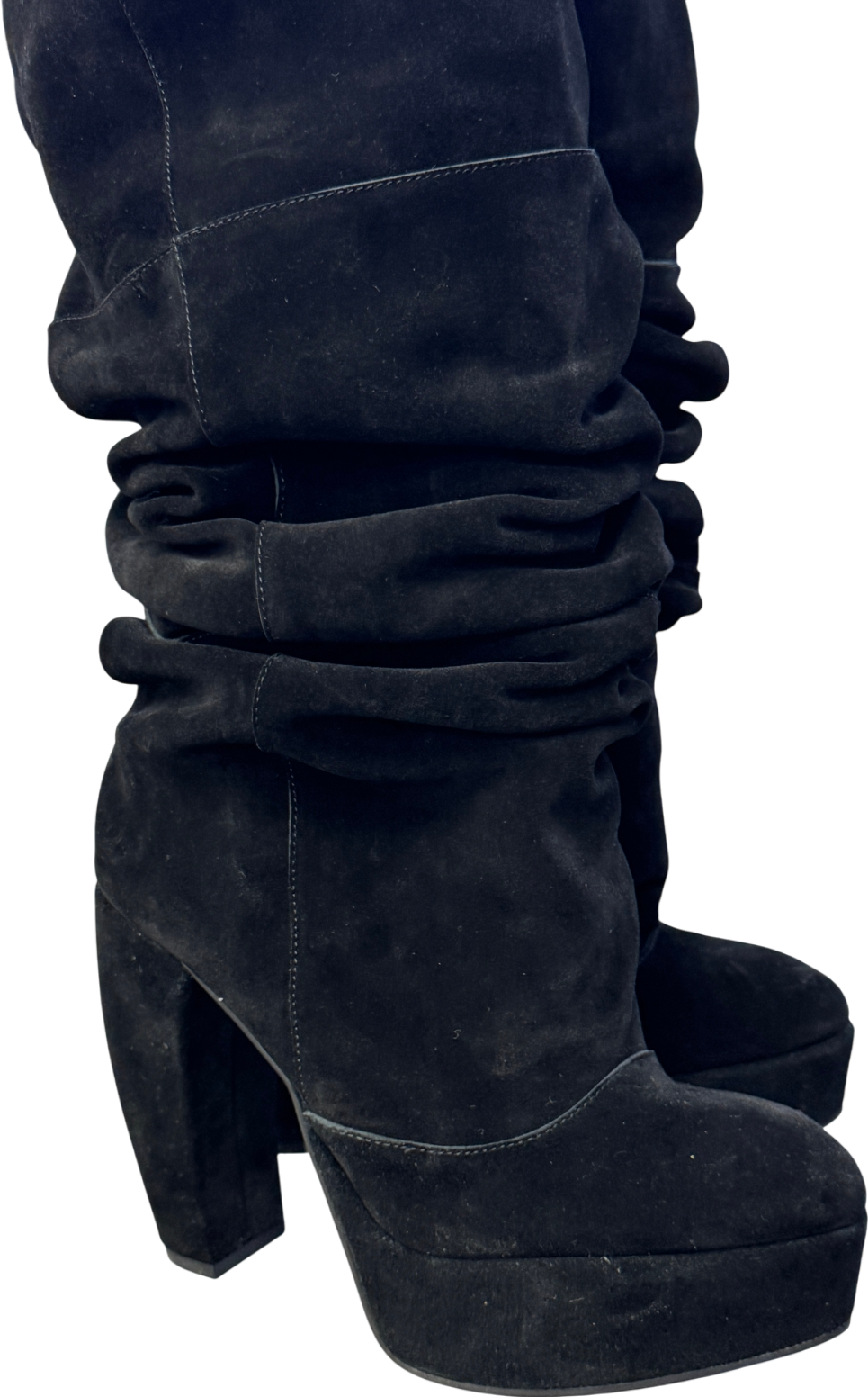 Naked Wolfe Black Suede Dallas Slouch Heeled Boots UK 6 EU 39👠