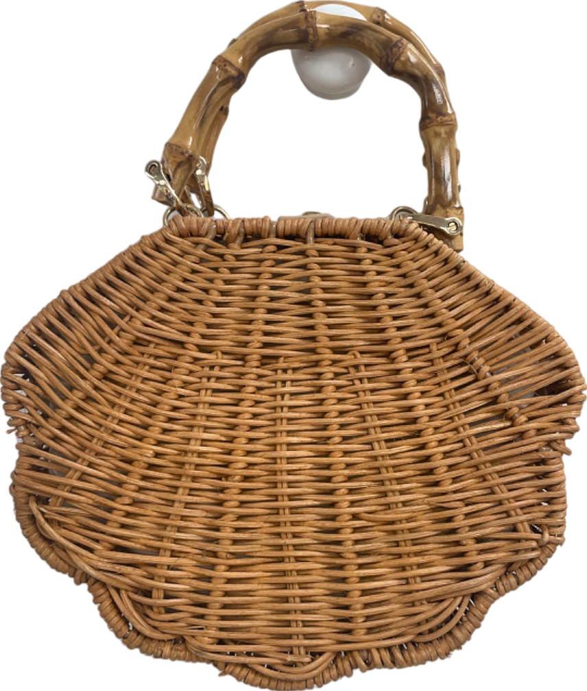 Topshop Beige Wicker Handbag One Size