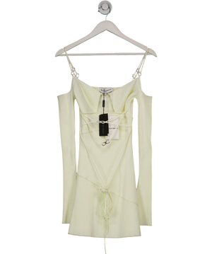 Mach & Mach Cream Cut Out Mini Dress With Straps And Bows Ivory UK M