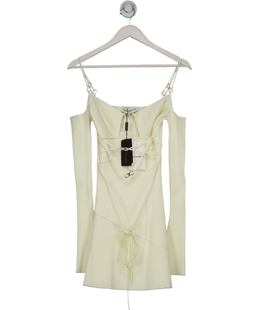 Mach & Mach Cream Cut Out Mini Dress With Straps And Bows Ivory UK M